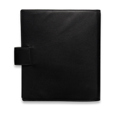 Schwarzes Ringbuch Rindleder Druckknopfverschluss Rindnappa handgefertigt